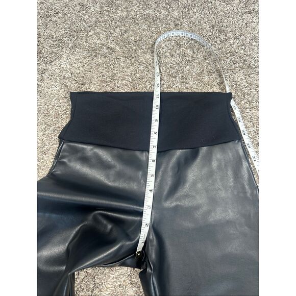 Spanx Assets Faux Leather Leggings Black Pants Smoothing Slimming S Small - Picture 7 of 9